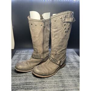 Liberty Women’s Size 7 “71174” Gray/Brown Distressed Leather Studded Biker Boots